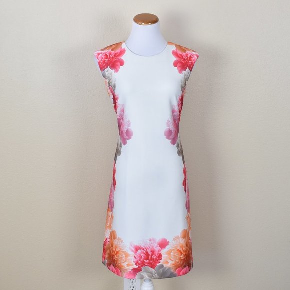 Calvin Klein Scuba Floral Sheath Dress 6 - Picture 1 of 7